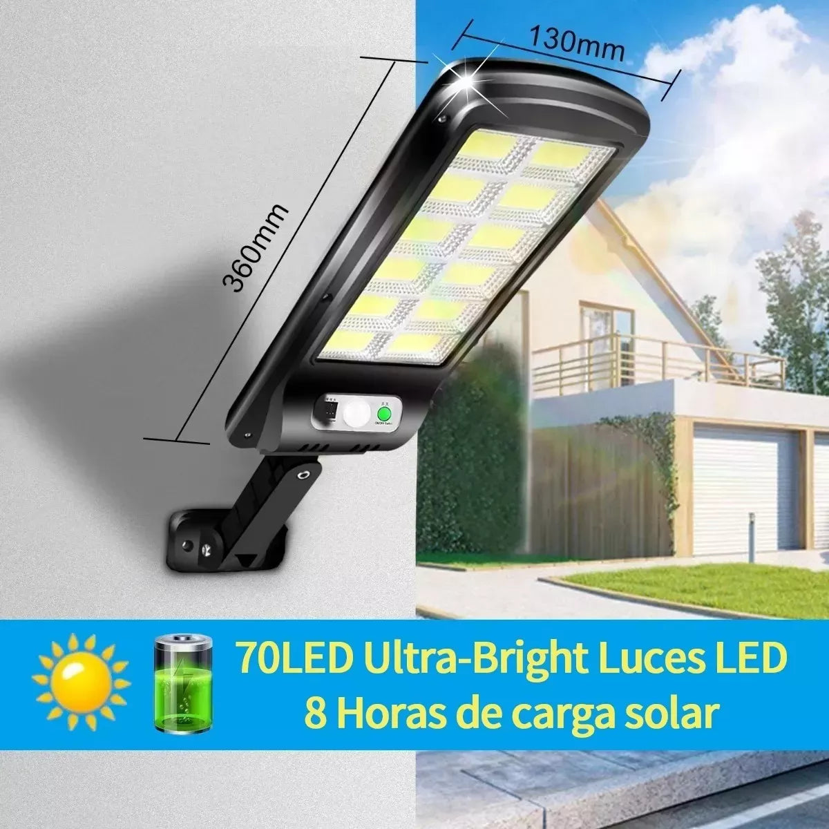 LAMPARA EXERIOR SOLAR LED DE 30W X3UND